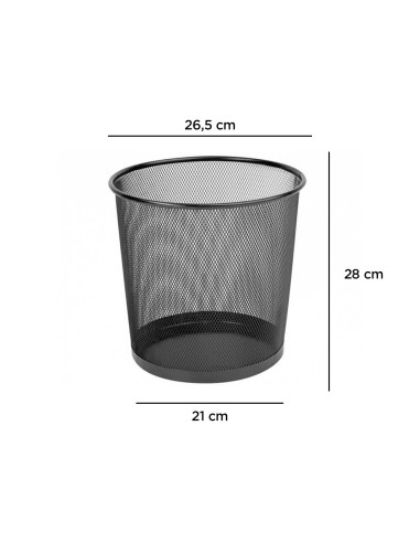 PAPELERA METALICA Q-CON.PR-N NEGRA REJILLA 265X285MM