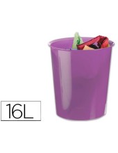 PAPELERA PLASTICO VIOLETA TRANSLUCIDO 16 LITROS