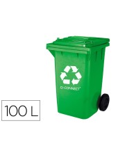 PAPELERA Q-CON.PLASTICO TAPADERA 100L VERDE 1150X500X560 MM RUEDAS