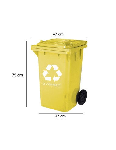 PAPELERA Q-CON.PLASTICO TAPA 100L AM.1150X500X560 MMCON RUEDAS