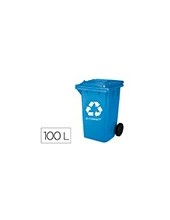 PAPELERA Q-CON.PLASTICO TAPADERA 100L AZUL 1150X500X560 MM RUEDAS 2