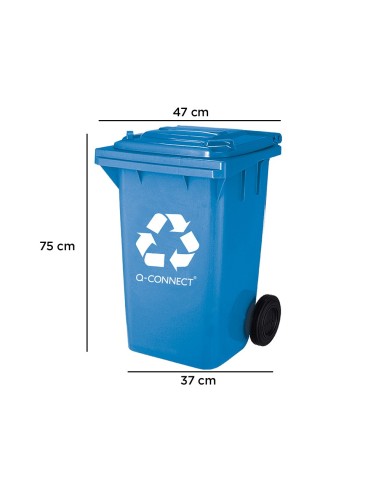 PAPELERA Q-CON.PLASTICO TAPADERA 100L AZUL 1150X500X560 MM RUEDAS