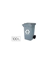 PAPELERA Q-CON.PLASTICO TAPADERA 100L GRIS 1150X500X560 MM RUEDAS 2