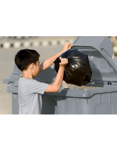 PAPELERA Q-CON.PLASTICO TAPADERA 100L GRIS 1150X500X560 MM RUEDAS