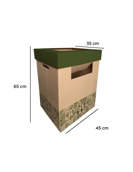 CONTENEDOR PAPELERA RECICLAJE CARTON 100% RECICLAD 70LT.450X350X650MM