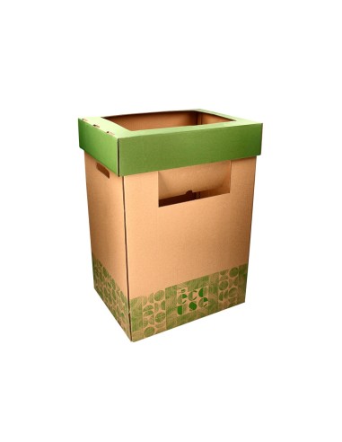 CONTENEDOR PAPELERA RECICLAJE CARTON 100% RECICLAD 70LT.450X350X650MM