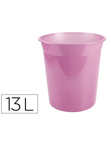 PAPELERA PLAST. ROSA TRANS.13LT.275X285MM