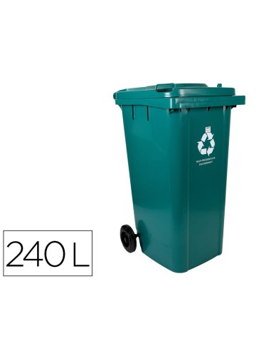 PAPELERA Q-CON.PLASTICO TAPADERA RUEDAS 240LT.VE. 1040X620X610MM