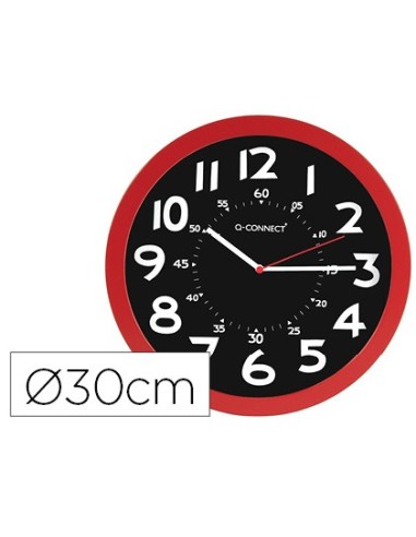 RELOJ Q-CON.PARED PLASTICO OFICINA RED.30 CM RJ.,ESFERA NG.