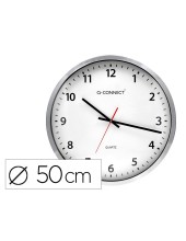 RELOJ Q-CON.PARED PLASTICO OFICINA RED.60 CM MARCO CROMADO