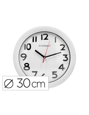 RELOJ PARED PLASTICO 200 S OFICINA RED.-30 CM MARCO CROMADO