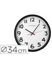 RELOJ PARED PLASTICO 210 BS-OFICINA RED.-38 CM MARCO NEGRO