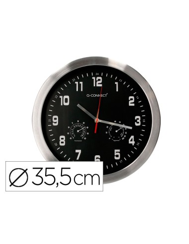 RELOJ Q-CON.DE PARED METALICO REDONDO 35,5 CM SILENCIOSO CROMADO NG.