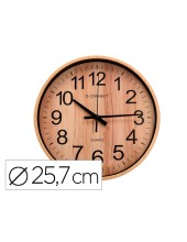 RELOJ Q-CON.DE PARED PLAST.REDONDO 25,7 CM SILENCIOSO MADERA NATURAL