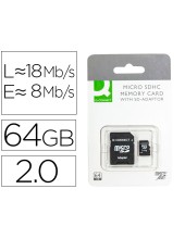 TARJETA MEMORIA 64GB Q-CON. SD MICRO FLASH CLASE 10 ADAPTADOR