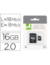 TARJETA MEMORIA 16GB Q-CON. SD MICRO FLASH CLASE 6 ADAPTADOR