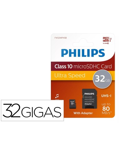 MEMORIA SDHC MICRO PHILIPS 32GB CLASS 10 ADAPTADOR