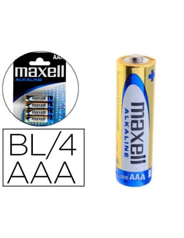 PILA MAXELL ALCALINA 1.5 V TIPO AAA LR03 BLISTER 4 UD.