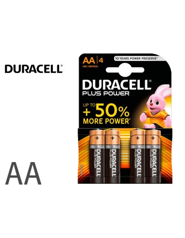 PILAS DURACELL ALCALINA PLUS AA BLISTER C/4 PILAS