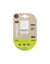 CARGADOR TECH ONE 2.4 2XUSB+CABLE BRAIDED MICRO USB ANDROID 1MT BL.