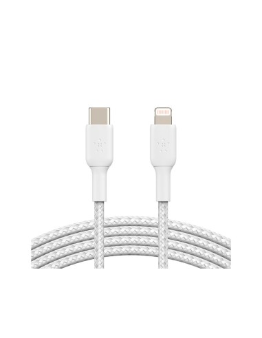 CABLE TRENZADO BELKIN CAA004BT1MWH USB-C A LIGHTNING LARGO 1 M BL.