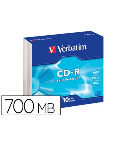 CD-ROM VERBATIM EXTRA PROTECCION 700MB 52X 80 MIN PK.DE 10 UD.