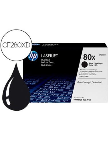 CF280XD TONER HP Nº 80X NG. PK. 2UD. 6900 PG.