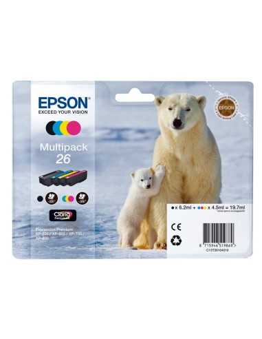 C13T26164010 CARTUCHO EPSON 600/605/700/800 26XP MULTIPACK 300PG.