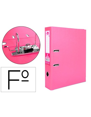 ARCHIVADOR PALANCA LIDERPAPEL FL FORRADO PVC RADO LOMO 75MM ROSA