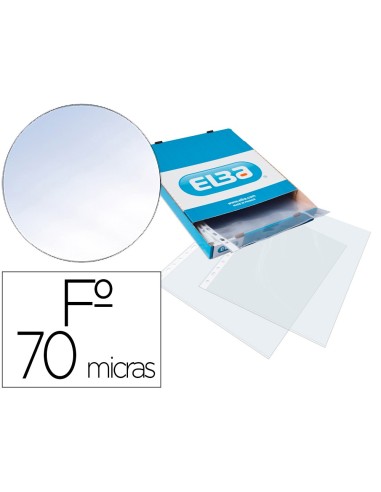 FUNDA MULTITALADRO ELBA STANDARD FOLIO 70 MICRAS CRISTAL 100 UD.