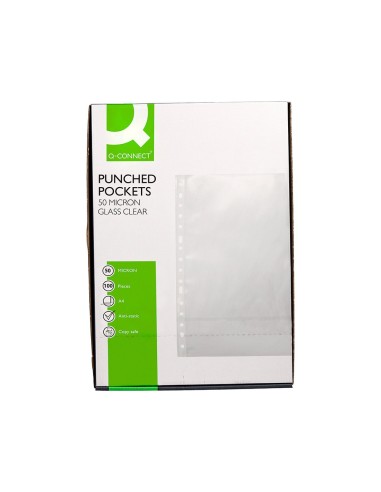 FUNDA MULTITAL.Q-CONNECT DIN A4 50 MC CRISTAL  CAJA CARTO 100U**32707