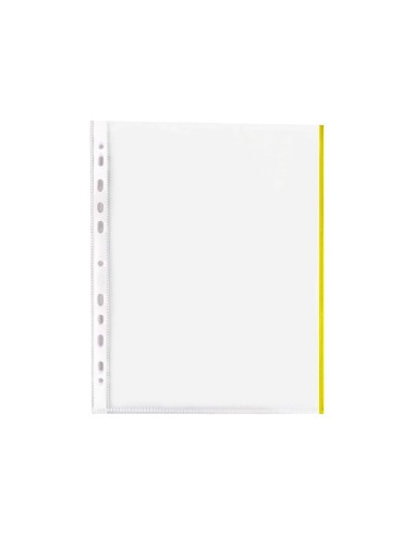 FUNDA MULTITALADRO Q-CON.DIN A4 70MC PP CRISTAL BORDE AM.BOLSA 10UDS