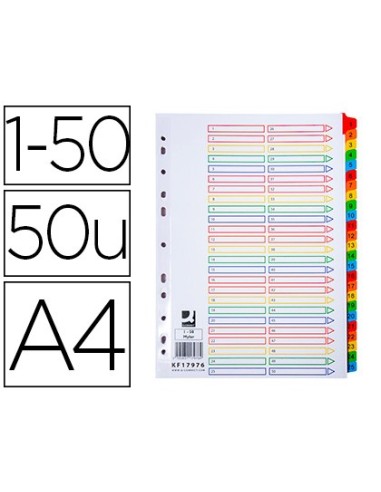 SEP.NUMERICO Q-CON.PLASTICO 1-50 JUEGO 50 SEP.A4 MULTITALADRO