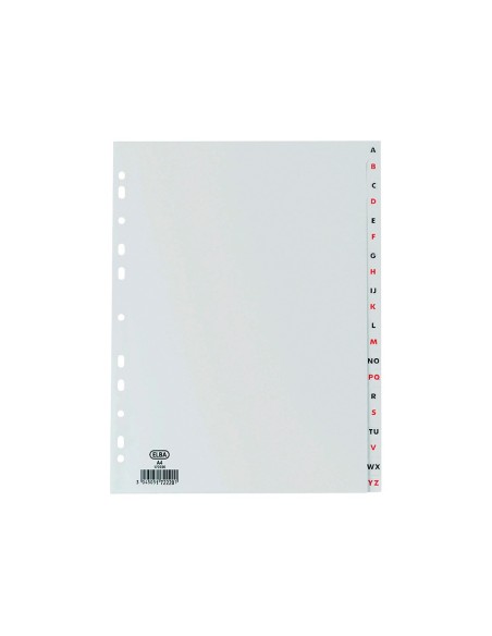 SEPARADOR ALFABETICO ELBA PLASTICO 120 MC DIN A4 11 TALADROS A-Z GRIS SEPARADOR ALFABETICO ELBA PLASTICO 120 MC DIN A4 11 TALADROS A-Z GRIS