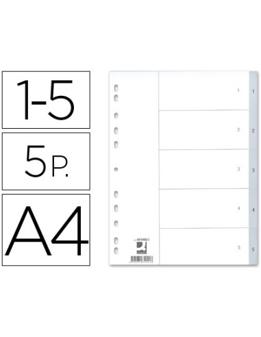 SEP.NUMERICO Q-CON.PLASTICO 1-5 JUEGO 5 SEP.DIN A4 MULTITAL.**168907