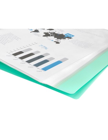 CARPETA ESCAPARATE 40 FUNDAS PP.A4 VE.MANZANA OPACO