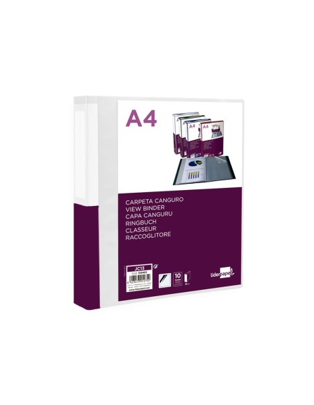CARPETA LIDERPAPEL 10 FUNDAS PP A4 TPTE.PORTADA LOMO PERS.