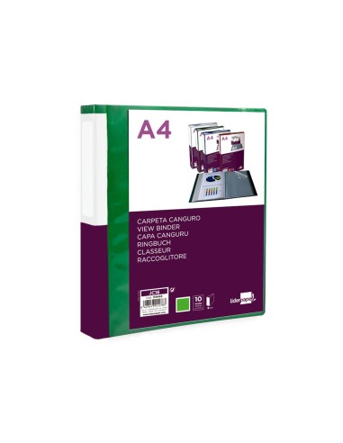 CARPETA LIDERPAPEL 10 FUNDAS PP A4 VE. TRANS.PORTADA LOMO PERS.