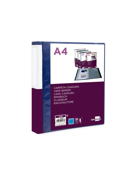 CARPETA LIDERPAPEL 30 FUNDAS PP A4 AZ. TRANS.PORTADA LOMO PERS.