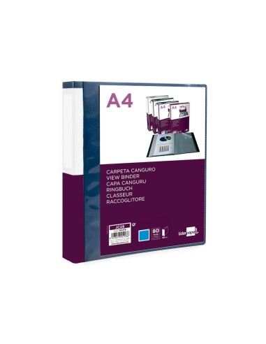 CARPETA LIDERPAPEL 80 FUNDAS PP A4 AZ. TRANS.PORTADA LOMO PERS.