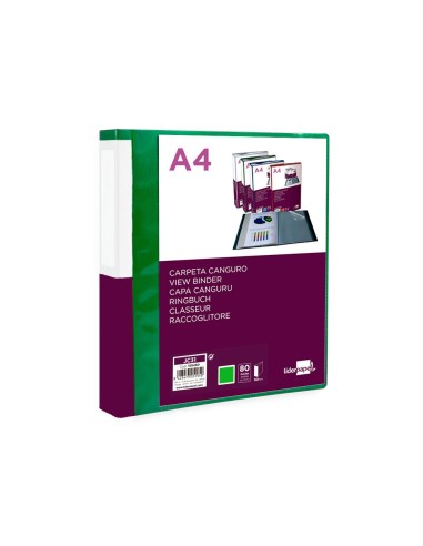 CARPETA LIDERPAPEL 80 FUNDAS PP A4 VE. TRANS.PORTADA LOMO PERS.