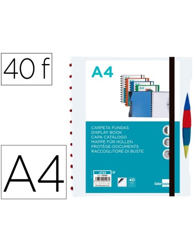 CARPETA LIDERPAPEL A4 40 FUNDAS INTERC.5 SEP Y GOMILLA LOMO PERSO.TPT