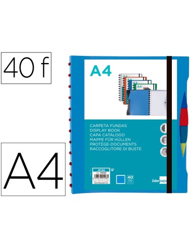 CARPETA LIDERPAPEL A4 40 FUNDAS INTERC.5 SEP Y GOMILLA LOMO PERSO.AZ.