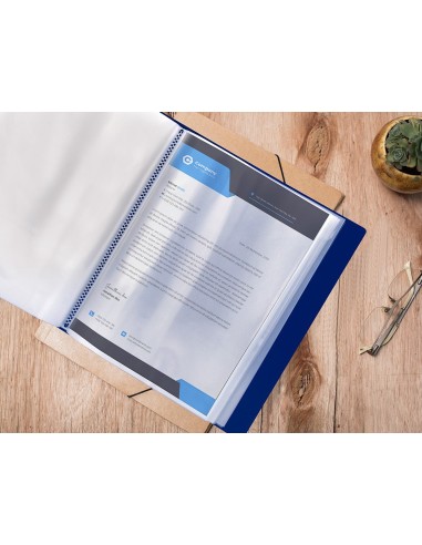 CARPETA ESCAPARATE 40 FUNDAS CANGURO PP A4 AZ.LOMO PERSONALIZABLE