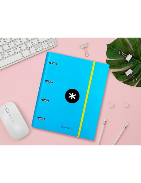 CARPETA RECAMBIO Y SOLAPA ANTARTIK A4 CUADRO 5MM FORR.4A.RED.40MM AZ.