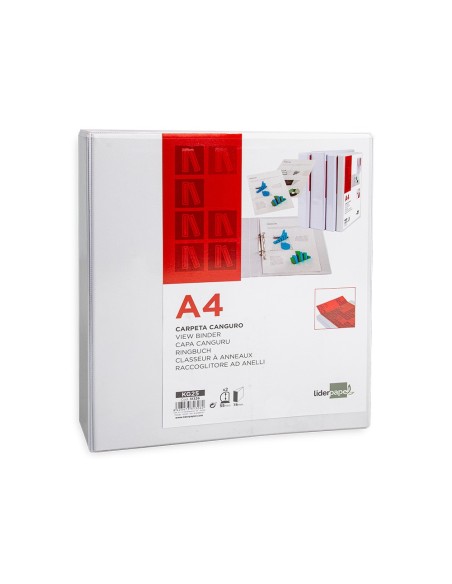 CARPETA CANGURO 2 A 55 MM PLASTICO DIN A4 BLANCO