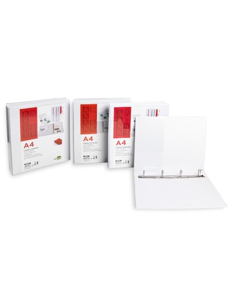CARPETA CANGURO 4 ANILLAS MIXTAS 55MM LIDERPAPEL A4 BLANCA KG45