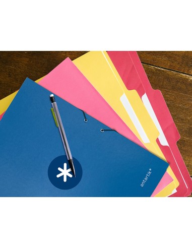 CARPETA  ANTARTIK GOMAS A4 3 SOLAPAS CARTON FORRADO AZ. OSCURO