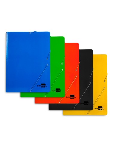 CARPETA GOMAS LIDERPAPEL FL PLASTIFICADO 3 SOLAPAS COL. SURT.