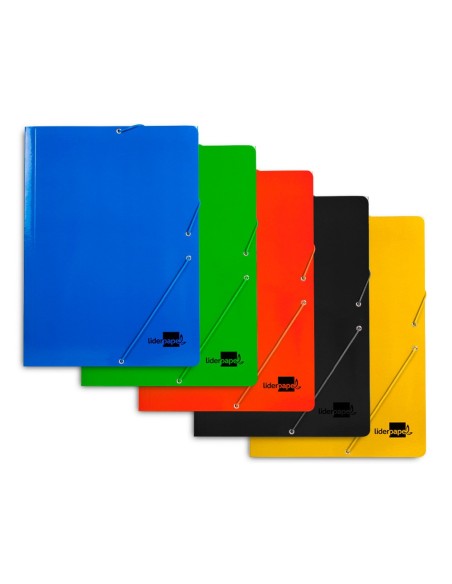 CARPETA GOMAS LIDERPAPEL FL PLASTIFICADO 3 SOLAPAS COL. SURT.